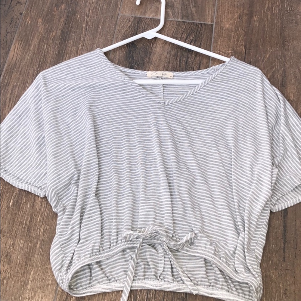 Grey striped crop top